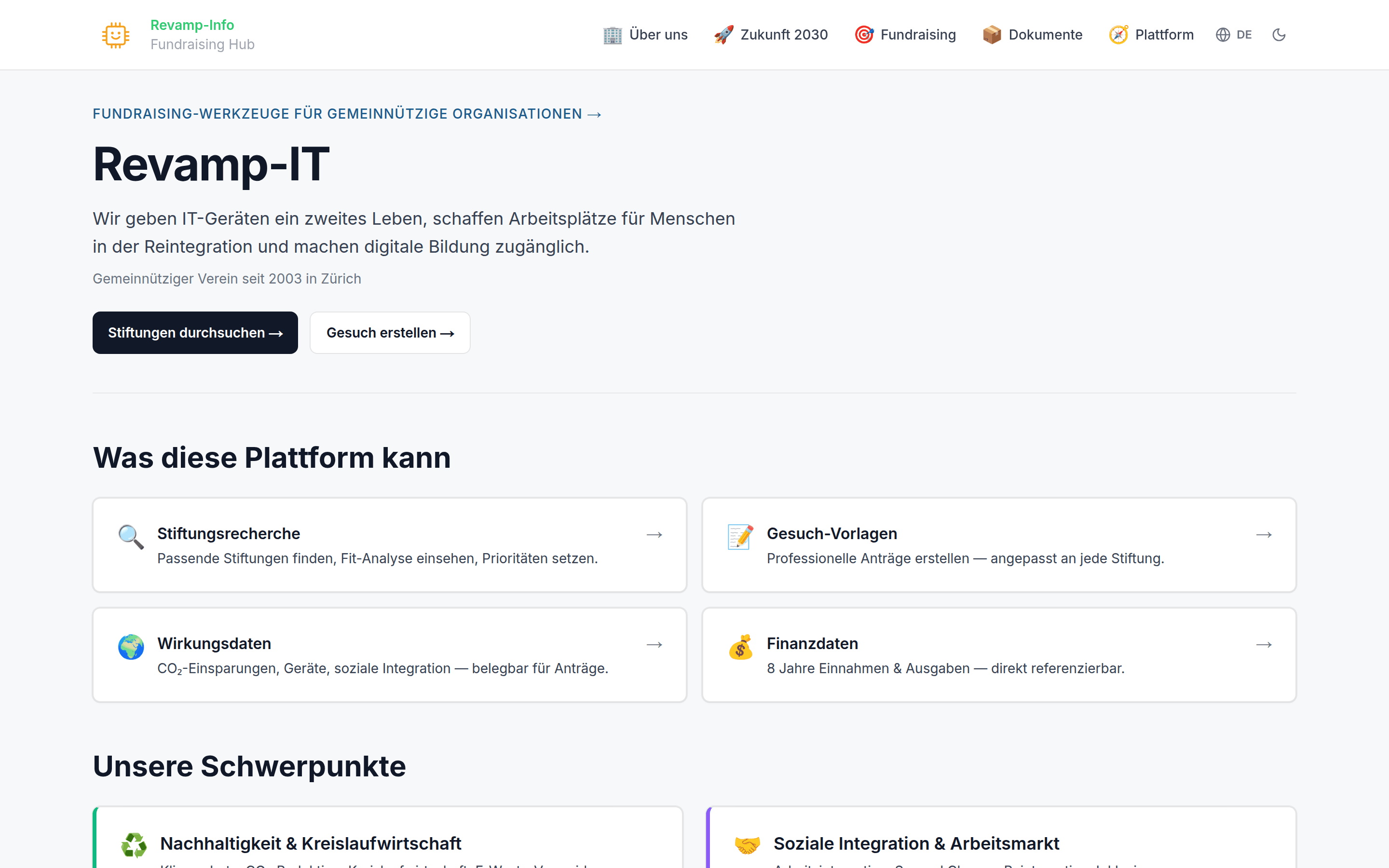 Revamp-Info: Transparenz nach aussen, Fundraising-Intelligenz nach innen